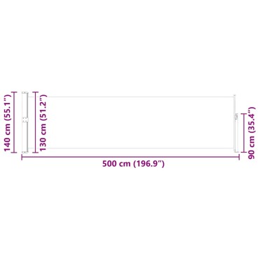 vidaXL Σκίαστρο Πλαϊνό Συρόμενο Βεράντας Μπλε 140 x 500 εκ.