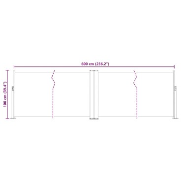 vidaXL Σκίαστρο Πλαϊνό Συρόμενο Μαύρο 100 x 600 εκ.
