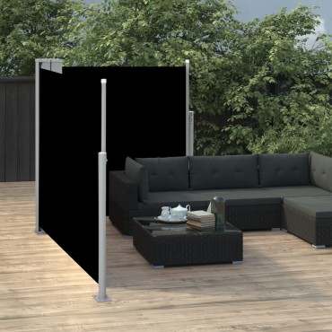vidaXL Σκίαστρο Πλαϊνό Συρόμενο Μαύρο 120 x 600 εκ.