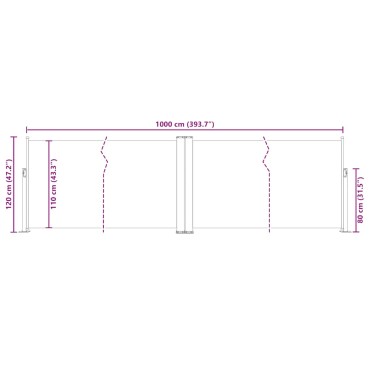 vidaXL Σκίαστρο Πλαϊνό Συρόμενο Μαύρο 120 x 1000 εκ.