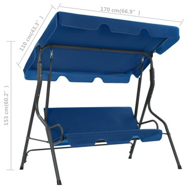 vidaXL Παγκάκι Κούνια Κήπου Σκούρο Μπλε 170 x 110 x 153 εκ. Υφασμάτινο