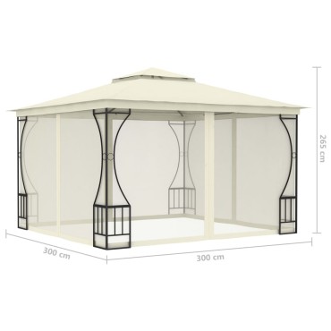 vidaXL Κιόσκι με Δίχτυα Κρεμ 300 x 300 x 265 εκ.