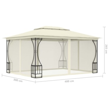 vidaXL Κιόσκι με Δίχτυα Κρεμ 300 x 400 x 265 εκ.