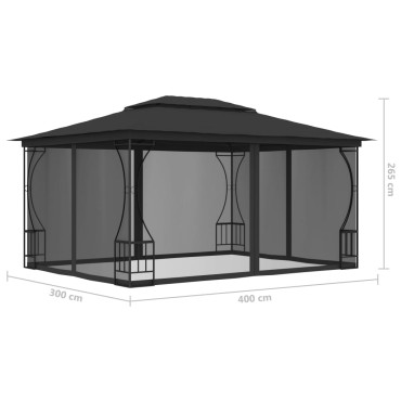 vidaXL Κιόσκι με Δίχτυα Ανθρακί 300 x 400 x 265 εκ.