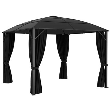 vidaXL Κιόσκι με Κουρτίνες Ανθρακί 300 x 300 x 265 εκ.