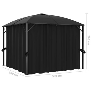 vidaXL Κιόσκι με Κουρτίνες Ανθρακί 300 x 300 x 265 εκ.