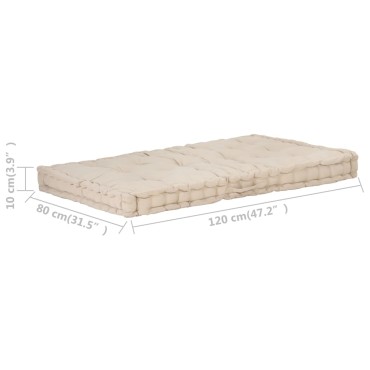vidaXL Μαξιλάρα Δαπέδου / Παλέτας Μπεζ 120x80x10cm Βαμβακερή