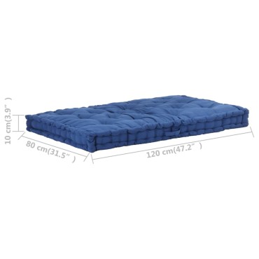 vidaXL Μαξιλάρα Δαπέδου / Παλέτας Γαλάζια 120x80x10cm Βαμβακερή