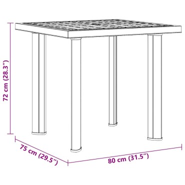 vidaXL Τραπέζι Κήπου Ανθρακί 80x75x72cm Πλαστικό 1 τεμ.