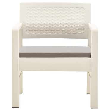 vidaXL Σαλόνι Κήπου 3 τεμ. Λευκό Πλαστικό 77x54x40cm