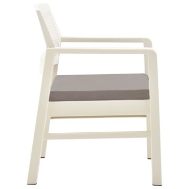 vidaXL Σαλόνι Κήπου 3 τεμ. Λευκό Πλαστικό 77x54x40cm