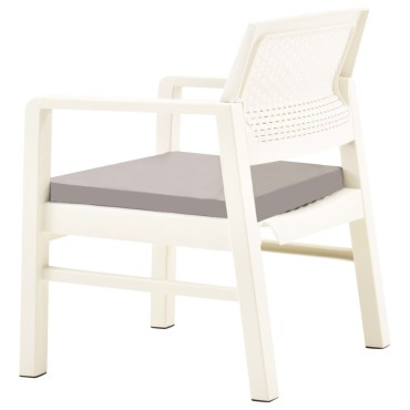 vidaXL Σαλόνι Κήπου 3 τεμ. Λευκό Πλαστικό 77x54x40cm