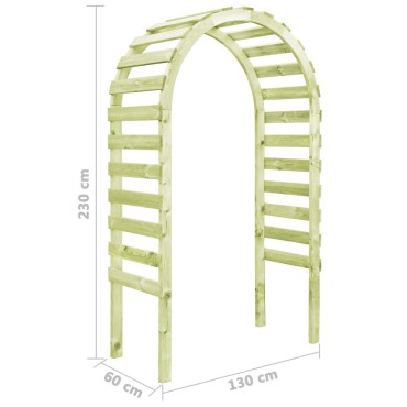 vidaXL Πέργκολα Κήπου 130 x 60 x 230 εκ. από Εμποτισμένο Ξύλο Πεύκου