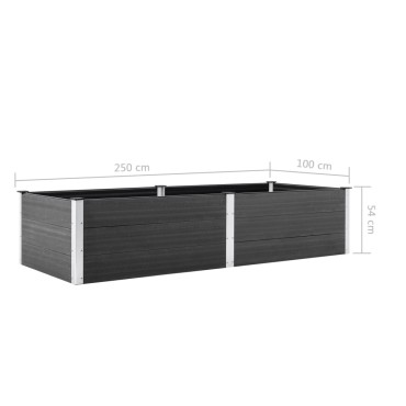 vidaXL Ζαρντινιέρα Υπερυψωμένη Γκρι 250 x 100 x 54 εκ. από WPC