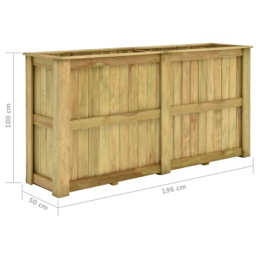 vidaXL Υπερυψωμένη Γλάστρα 196 x 50 x 100 εκ. Εμποτισμένο Ξύλο Πεύκου