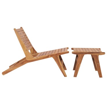 vidaXL Καρέκλα Κήπου με Υποπόδιο από Μασίφ Ξύλο Teak 89,5x60x65cm 1 τεμ.