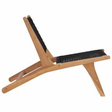 vidaXL Σεζλόνγκ με Υποπόδιο από Μασίφ Ξύλο Teak και Σχοινί 89,5x60x65cm 1 τεμ.