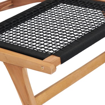 vidaXL Σεζλόνγκ με Υποπόδιο από Μασίφ Ξύλο Teak και Σχοινί 89,5x60x65cm 1 τεμ.