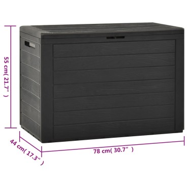 vidaXL Μπαούλο Αποθήκευσης Κήπου Ανθρακί 78x44x55cm 1 τεμ.