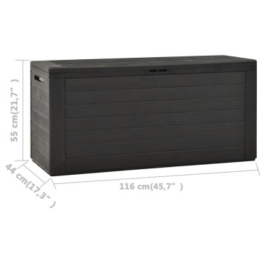 vidaXL Μπαούλο Αποθήκευσης Κήπου Ανθρακί 116x44x55cm 1 τεμ.