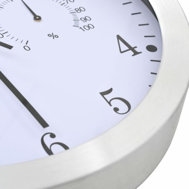 vidaXL Ρολόι Τοίχου Λευκό 30 εκ. Quartz με Υγρόμετρο και Θερμόμετρο
