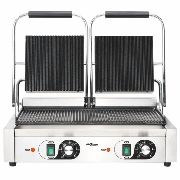 vidaXL Τοστιέρα Διπλή Ραβδωτή Panini 3600 W 57 x 30,5 x 20 εκ.