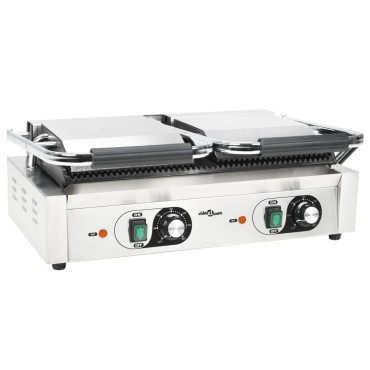 vidaXL Τοστιέρα Διπλή Ραβδωτή Panini 3600 W 57 x 30,5 x 20 εκ.