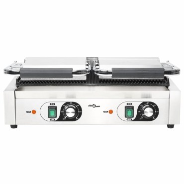 vidaXL Τοστιέρα Διπλή Ραβδωτή Panini 3600 W 57 x 30,5 x 20 εκ.
