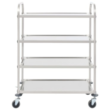vidaXL Τρόλεϊ Κουζίνας με 4 Ράφια 107x55x125cm από Ανοξείδωτο Ατσάλι 1 τεμ.
