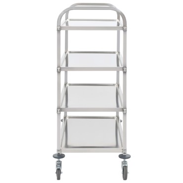 vidaXL Τρόλεϊ Κουζίνας με 4 Ράφια 107x55x125cm από Ανοξείδωτο Ατσάλι 1 τεμ.