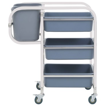 vidaXL Καρότσι Κουζίνας 82x43,5x93cm με Πλαστικά Δοχεία 1 τεμ.
