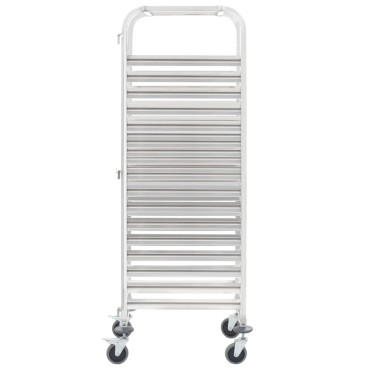 vidaXL Τρόλεϊ Μεταφοράς για 16 Δίσκους 38x55x163cm Ανοξείδωτο Ατσάλι 1 τεμ.
