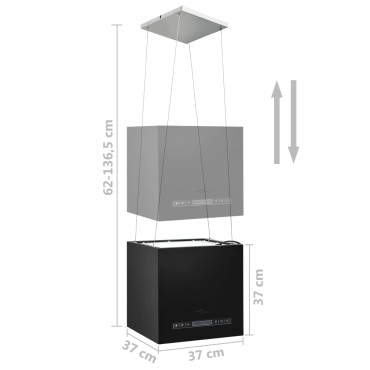 vidaXL Απορροφητήρας Νησίδα Κρεμαστός Αφής με LCD Ατσάλινος 37x37x(62-136,5)cm