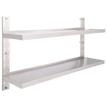 vidaXL Ράφι Τοίχου 2 Επιπέδων 150x30cm από Ανοξείδωτο Ατσάλι 1 τεμ.