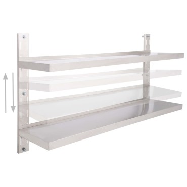 vidaXL Ράφι Τοίχου 2 Επιπέδων 150x30cm από Ανοξείδωτο Ατσάλι 1 τεμ.