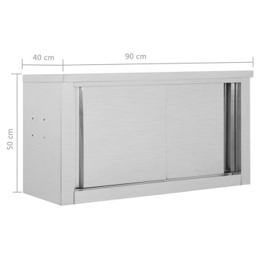 vidaXL Ερμάριο Τοίχου με Συρόμενες Πόρτες 90x40x50 εκ. Ανοξ. Ατσάλι