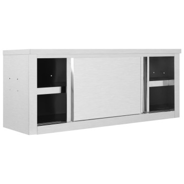 vidaXL Ερμάριο Τοίχου με Συρόμενες Πόρτες 120x40x50 εκ. Ανοξ. Ατσάλι