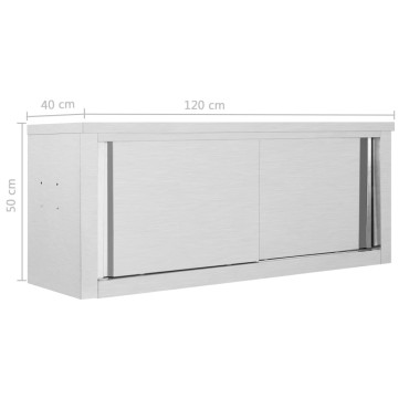 vidaXL Ερμάριο Τοίχου με Συρόμενες Πόρτες 120x40x50 εκ. Ανοξ. Ατσάλι