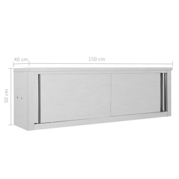 vidaXL Ερμάριο Τοίχου με Συρόμενες Πόρτες 150x40x50 εκ. Ανοξ. Ατσάλι