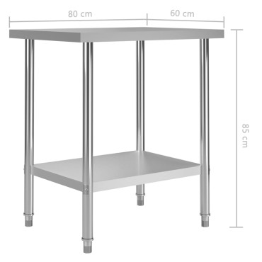 vidaXL Πάγκος Εργασίας Κουζίνας 80x60x85 εκ. από Ανοξείδωτο Ατσάλι