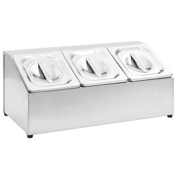 vidaXL Βάση για Λεκάνες Gastronorm με 3 Σκεύη GN 1/6 Ανοξείδωτο Ατσάλι