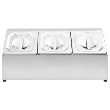 vidaXL Βάση για Λεκάνες Gastronorm με 3 Σκεύη GN 1/6 Ανοξείδωτο Ατσάλι