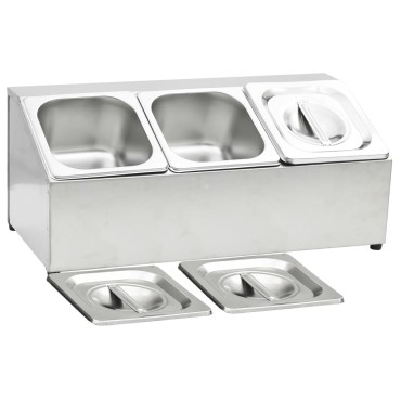 vidaXL Βάση για Λεκάνες Gastronorm με 3 Σκεύη GN 1/6 Ανοξείδωτο Ατσάλι