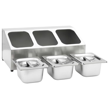 vidaXL Βάση για Λεκάνες Gastronorm με 3 Σκεύη GN 1/6 Ανοξείδωτο Ατσάλι
