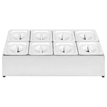 vidaXL Βάση για Λεκάνες Gastronorm με 8 Σκεύη GN 1/6 Ανοξείδωτο Ατσάλι