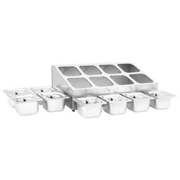 vidaXL Βάση για Λεκάνες Gastronorm με 8 Σκεύη GN 1/6 Ανοξείδωτο Ατσάλι