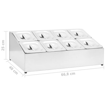 vidaXL Βάση για Λεκάνες Gastronorm με 8 Σκεύη GN 1/6 Ανοξείδωτο Ατσάλι