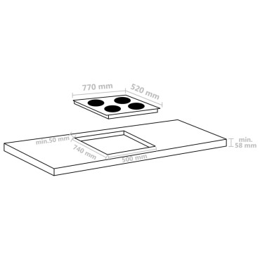vidaXL Εστία Επαγωγική με 4 Εστίες & Πλήκτρα Αφής 77 εκ. 7000 W Γυάλινη