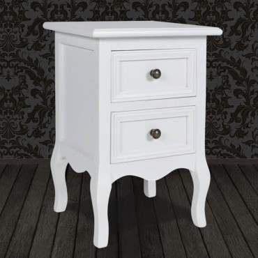 vidaXL Κομοδίνο με 2 Συρτάρια Λευκό από MDF 34,5x30x49cm 1 τεμ.