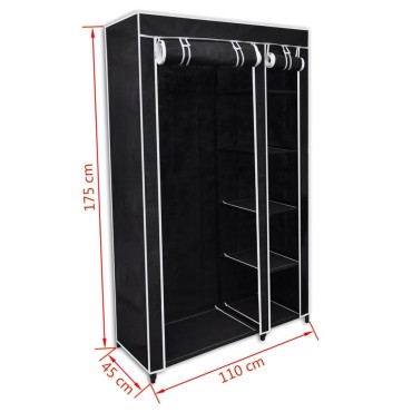 vidaXL Ντουλάπα Αναδιπλούμενη Μαύρη 110x45x175cm 1 τεμ.